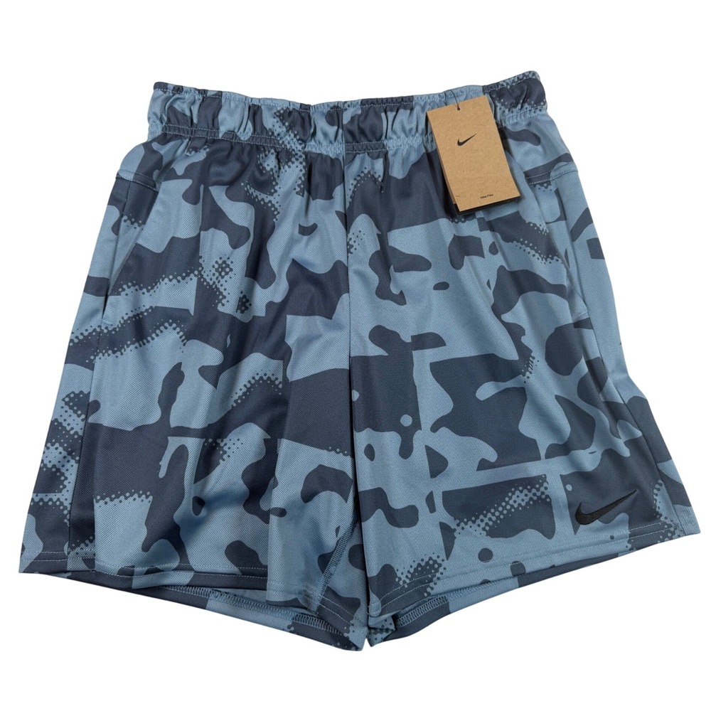 NEW Nike Flex Mens Camo Training Shorts Blue IF2187-480 Size S 7 Inch Inseam
